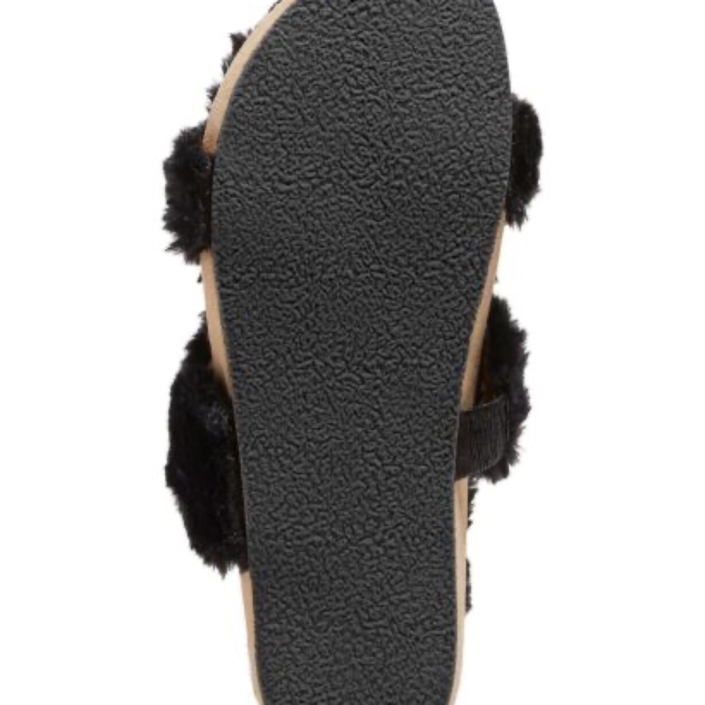 NEW Jack Rogers Women's Lauren Cozy Comfort Sandals BLACK FAUX FUR - Picture 2 of 5